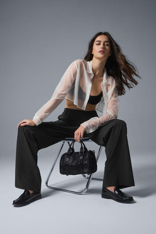 SHEER CROPPED TAKE ME OUT BUTTON UP