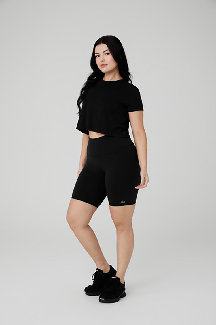 Cropped All Day Short Sleeve - Black | Alo Yoga