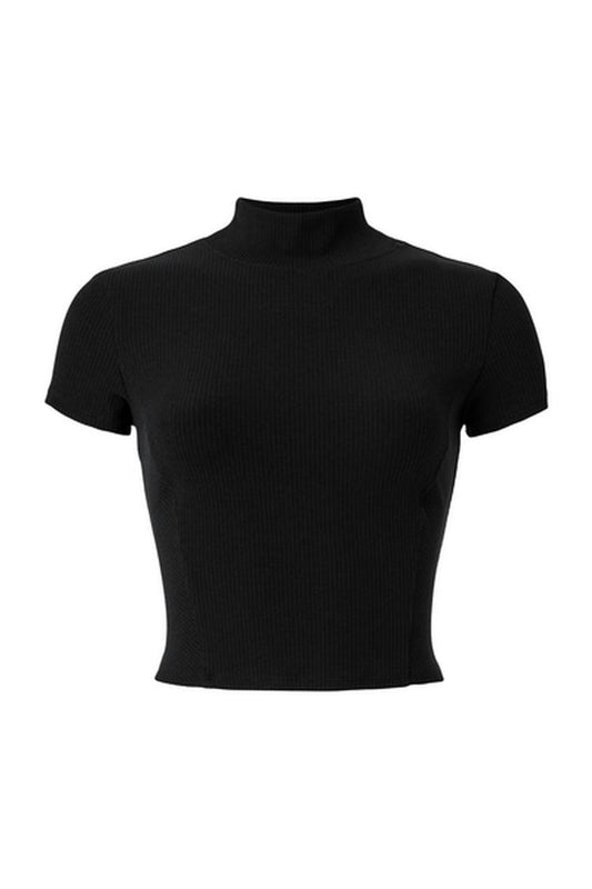 WELLNESS RIB MOCK NECK POLISHED SHORT SLEEVE