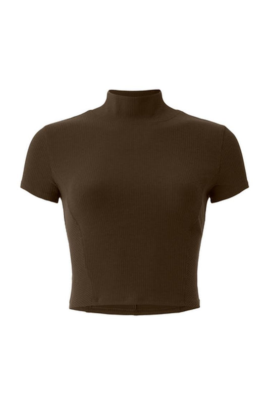 WELLNESS RIB MOCK NECK POLISHED SHORT SLEEVE