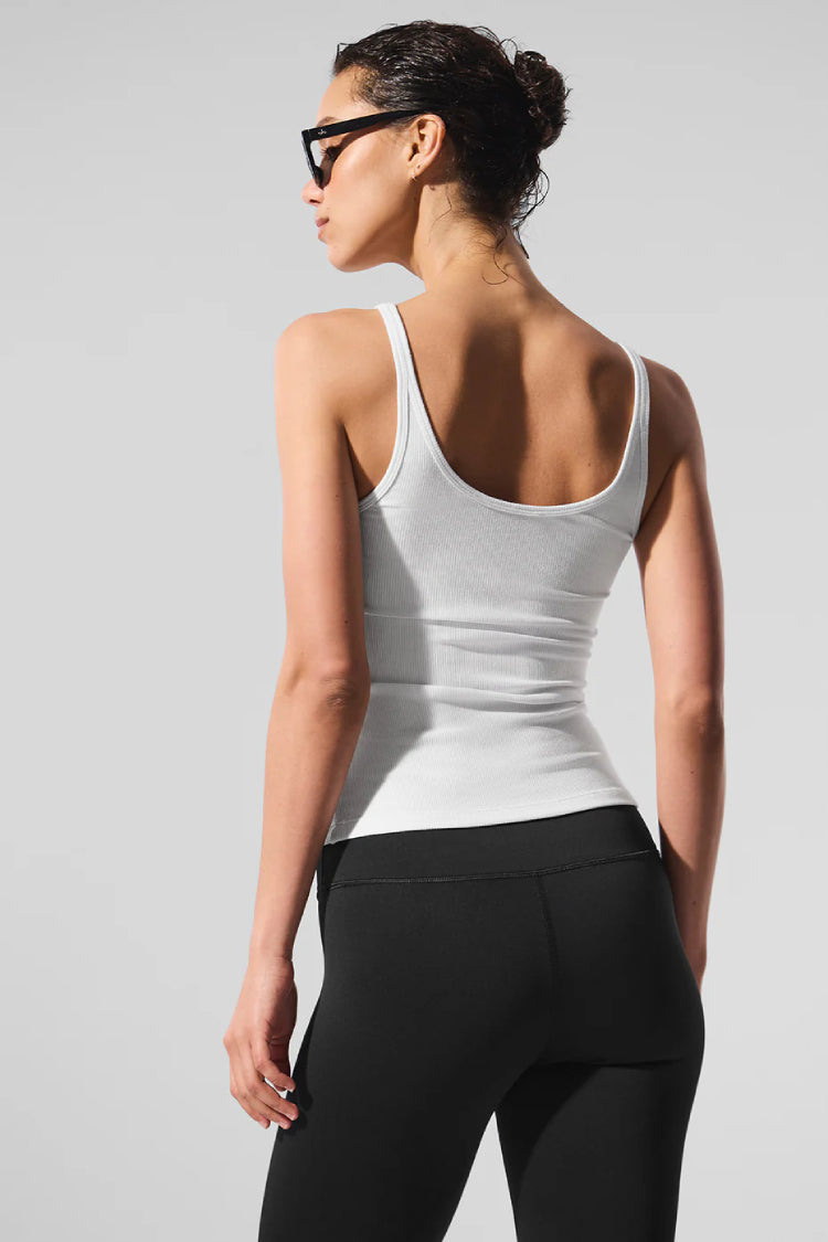 ALO♡Ribbed Prosper Tank♡ White♡XS Ribbed Prosper Tank - White | ALO