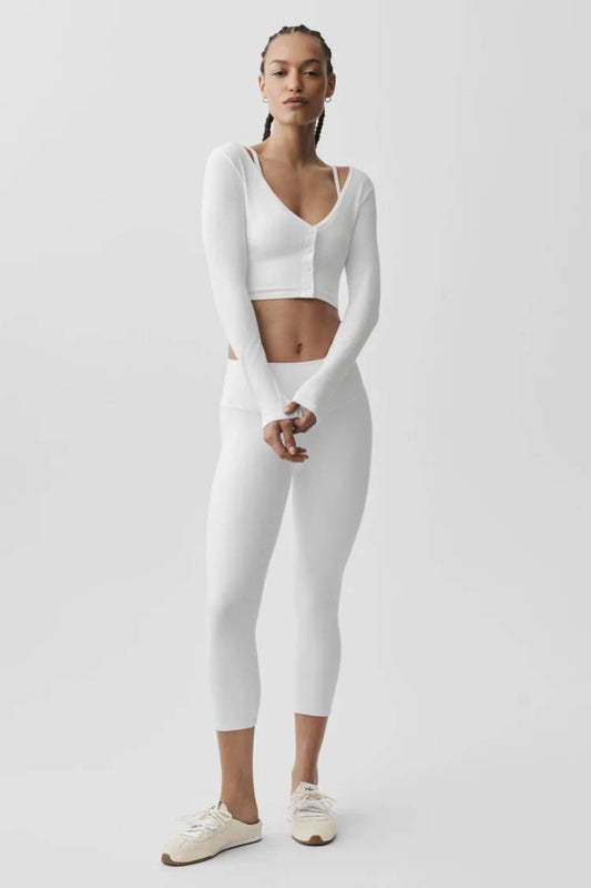 RIBBED CROPPED WHISPER CARDIGAN