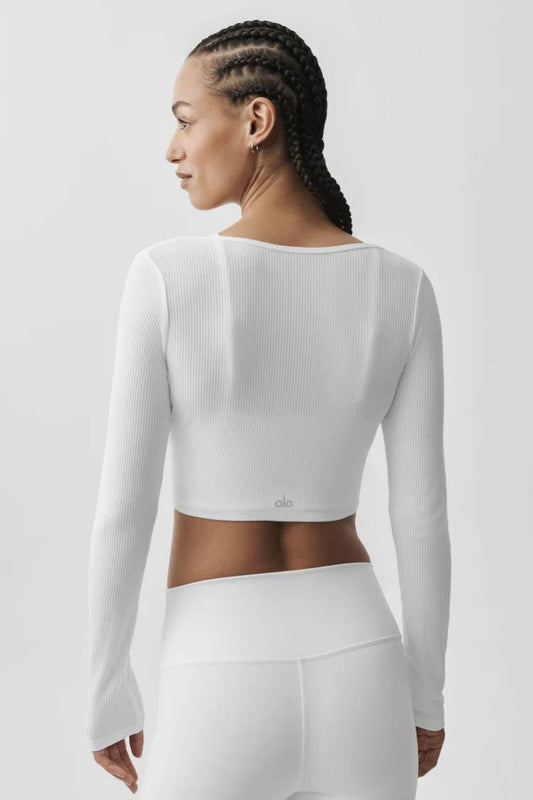RIBBED CROPPED WHISPER CARDIGAN
