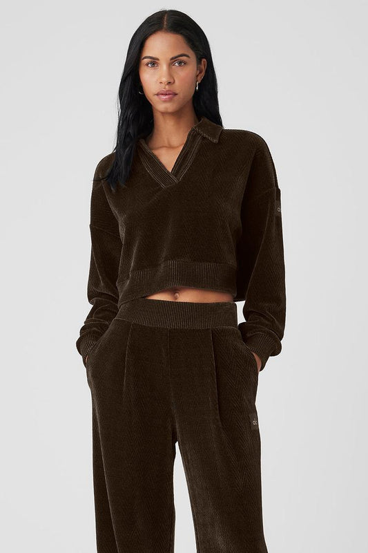 CROPPED COZY DAY HENLEY PULLOVER