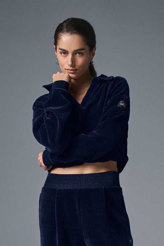 CROPPED COZY DAY HENLEY PULLOVER