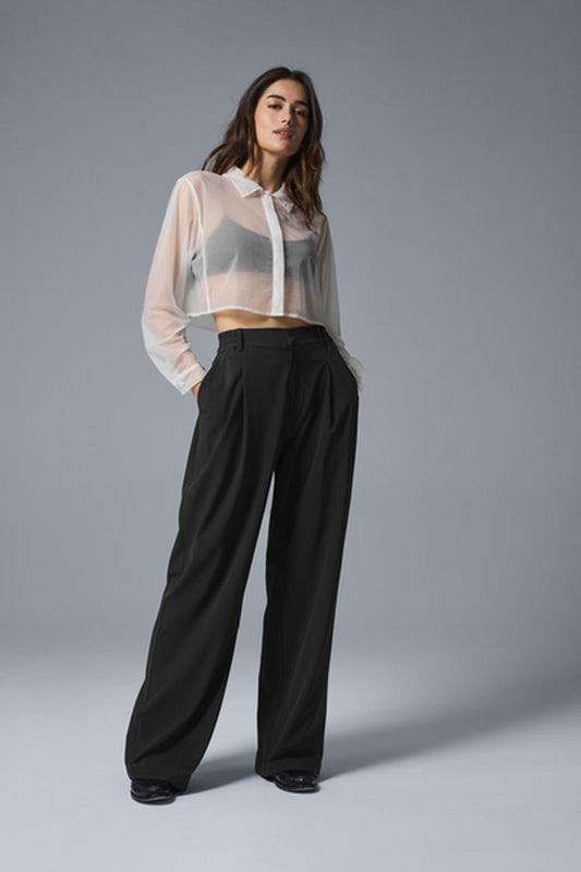 SHEER CROPPED TAKE ME OUT BUTTON UP
