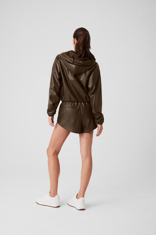 FAUX LEATHER POWER HOUR FULL ZIP CROPPED JACKET