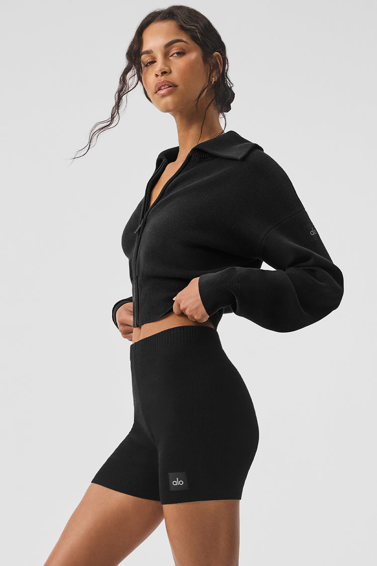 SCHOLAR KNIT CROPPED FULL ZIP JACKET – Alo Yoga Indonesia