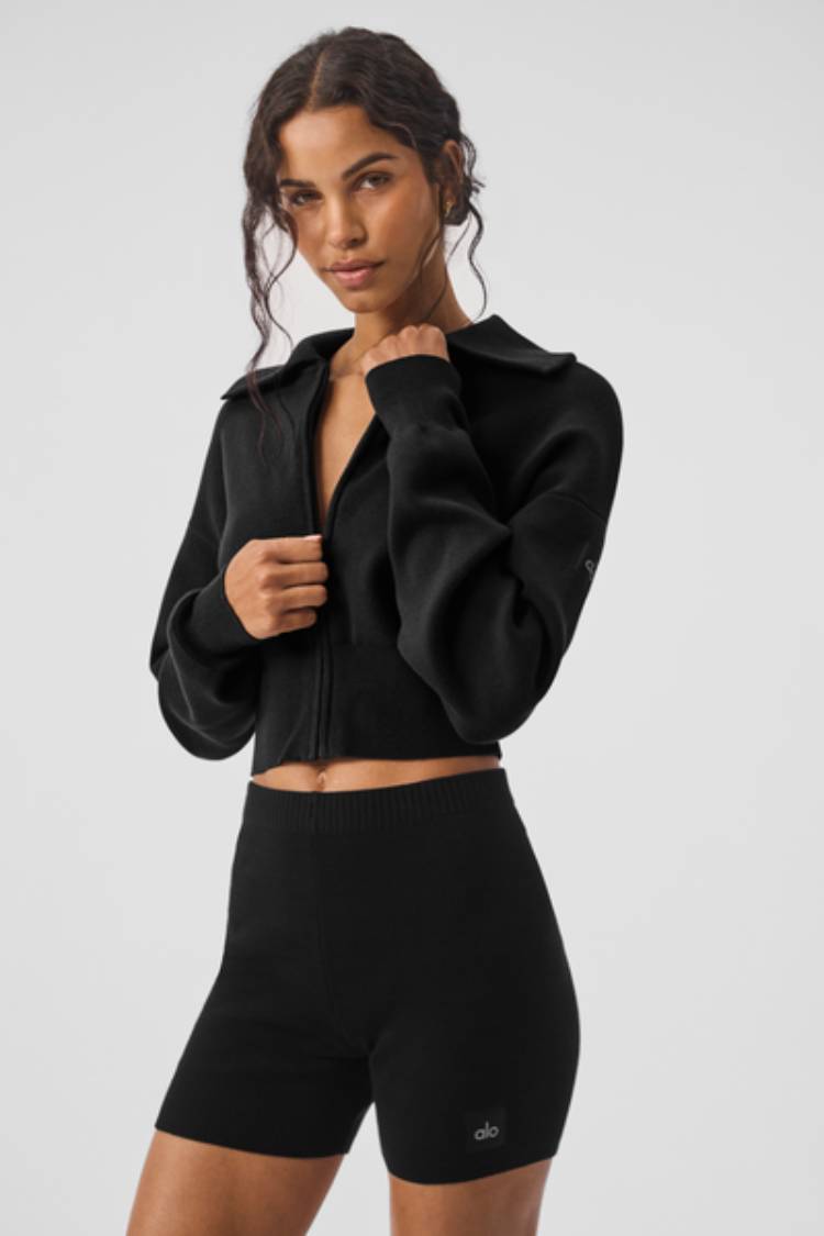 SCHOLAR KNIT CROPPED FULL ZIP JACKET – Alo Yoga Indonesia