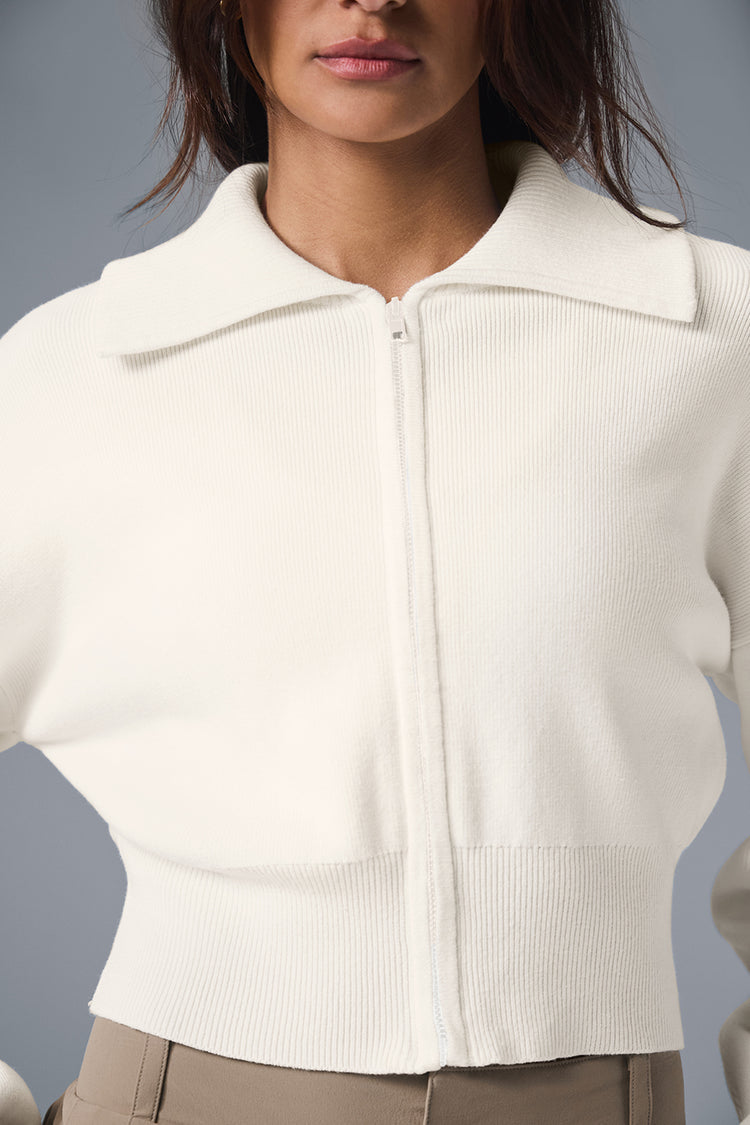 SCHOLAR KNIT CROPPED FULL ZIP JACKET – Alo Yoga Indonesia