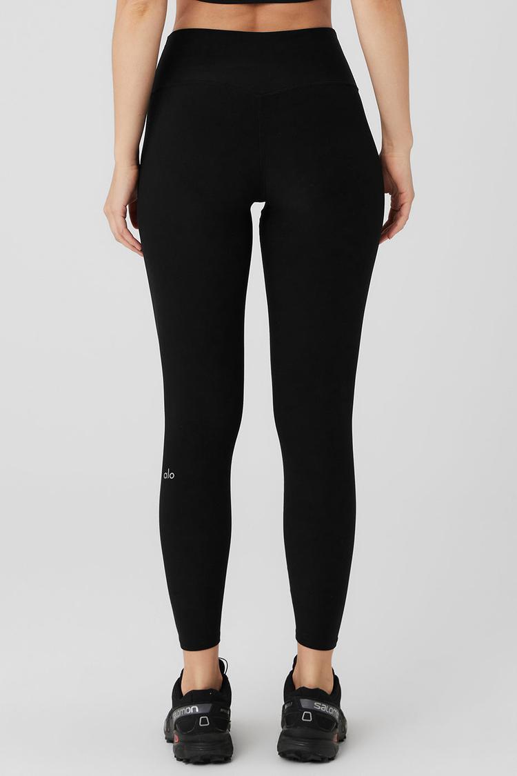 alo High Waist Micro Waffle Low Key Legging in Dove Heather